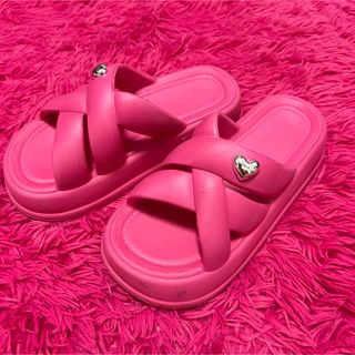 平成ギャル y2k 厚底サンダル ピンク 23.5~24(サンダル)