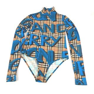 バーバリー(BURBERRY)のバーバリー BURBERRY ロゴ チェック スイムウエア スィムウエア 水着 ナイロン ベージュ 美品(水着)