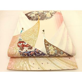 平和屋着物◎六通柄袋帯　唐織　孔雀花文　金銀糸　正絹　逸品　BAAT5997yc(帯)