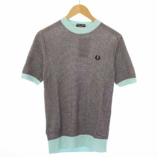 フレッドペリー(FRED PERRY)のフレッドペリー ニット セーター 半袖 クルーネック 刺繍 36 ボルドー(ニット/セーター)