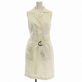 マックスマーラ(Max Mara)のマックスマーラ MAX MARA ノースリーブ シャツワンピース ベルト 白(ひざ丈ワンピース)