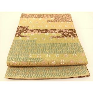 平和屋着物◎六通柄袋帯　絵霞鳳凰花文　金糸　正絹　逸品　BAAT7820yc(帯)