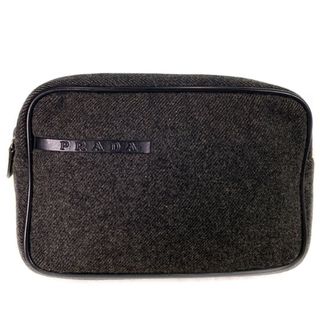 プラダ(PRADA)のPRADA プラダ ウール ポーチ マルチケース チャコールグレー(セカンドバッグ/クラッチバッグ)