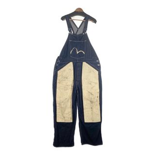 エヴィスジーンズ(EVISU)のEVISU エヴィス ダブルニーデニムオーバーオール インディゴ ニーペンキカスタム Size 42(サロペット/オーバーオール)