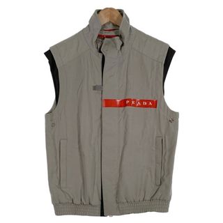 プラダ(PRADA)のPRADA SPORT プラダスポーツ ナイロン スタンドカラー ジップアップベスト ラバーロゴプリント ライトグレー SGV217 Size 50(ベスト)