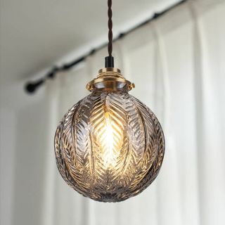 Cerdeco 独特な樹木の葉柄 ガラス製ペンダントライト レトロ感満載 スモー