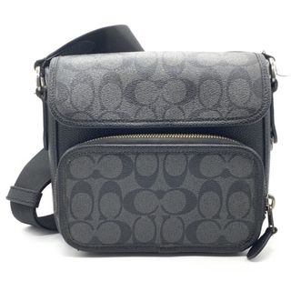 コーチ(COACH)のCOACH コーチ シグネチャー サリバン フラップ クロスボディ ショルダーバッグ ブラック グレー C9870(ショルダーバッグ)