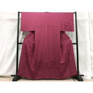 平和屋着物■無地絵羽訪問着　草花地紋　中紅色　正絹　逸品　CAAT6708xi(着物)