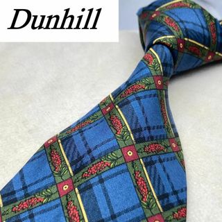 ダンヒル(Dunhill)の★Dunhill ダンヒル★ネクタイ イタリア製 ネイビー チェック柄 オールド(ネクタイ)