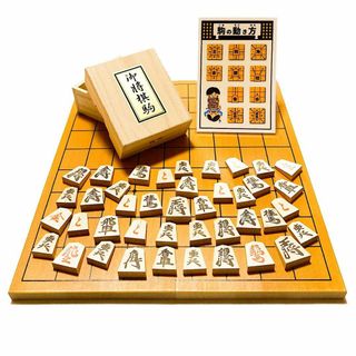 将棋セット 新桂5号折将棋盤と天童木製将棋駒【鈴花堂オリジナル駒の動き方カード付