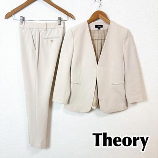 セオリー(Theory)のセオリー パンツスーツセットアップ ノーカラー ジャケットO パンツXXO 無地(スーツ)
