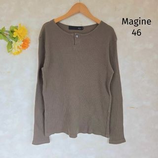 マージン(Magine)のマージン Magine カットソー 46 ワッフル素材 長袖 ヘンリー カーキ(カットソー(長袖/七分))