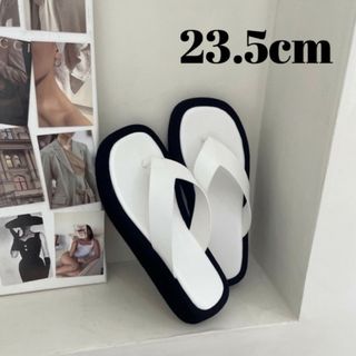 ラス1⭐️厚底プラットフォーム サンダル 白 37 フラット 靴 春物 夏物(サンダル)