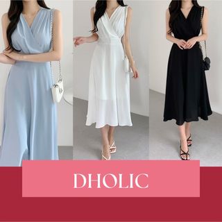 dholic - DHOLIC 同型 ピンタック クロス ノースリーブ ワンピース 3カラー
