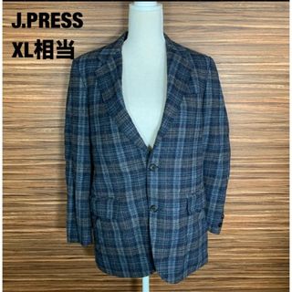ジェイプレス(J.PRESS)のジェイプレス ジャケット アウター XL相当 灰色 チェック ウール グレー(テーラードジャケット)