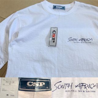 80s 90s 南アフリカ tシャツ M シングルステッチ 白 プリント 半袖(Tシャツ/カットソー(半袖/袖なし))