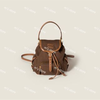 新品 miumiu ミュウミュウ キャンバス レザー バックパック リュック