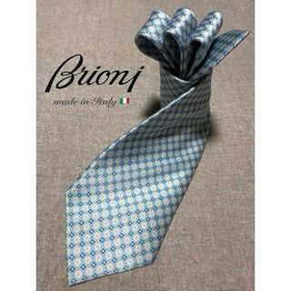 ブリオーニ(Brioni)の【極美品】Brioni／ブリオーニ／サテン／小紋柄／メダリオン／サックスブルー(ネクタイ)