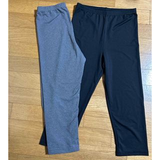 ７分丈レギンス　黒　グレー　L(レギンス/スパッツ)