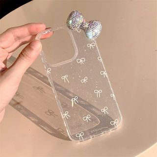 【カバー】iPhone 12 用 ケース キラキラ ラメ リボン 立体 韓国 か