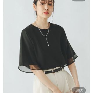 グローバルワーク　シフォンドッキング七分袖　ブラック　Mサイズ(シャツ/ブラウス(長袖/七分))