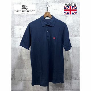 美品 90'S 英国製 Burberrys 半袖 カノコ ポロシャツ ネイビー M バーバリーズ UK イングランド製
