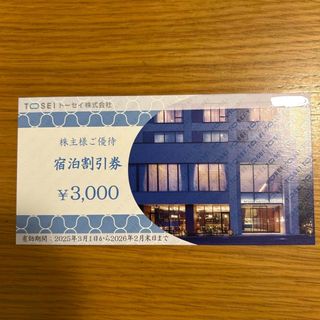 3000円分 トーセイ 株主優待 宿泊割引券(宿泊券)