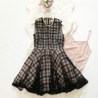 レッドヴァレンティノ(RED VALENTINO)のVALENTINO*レッドヴァレンチノ　チュールワンピース　チェック　ドレス40(その他)