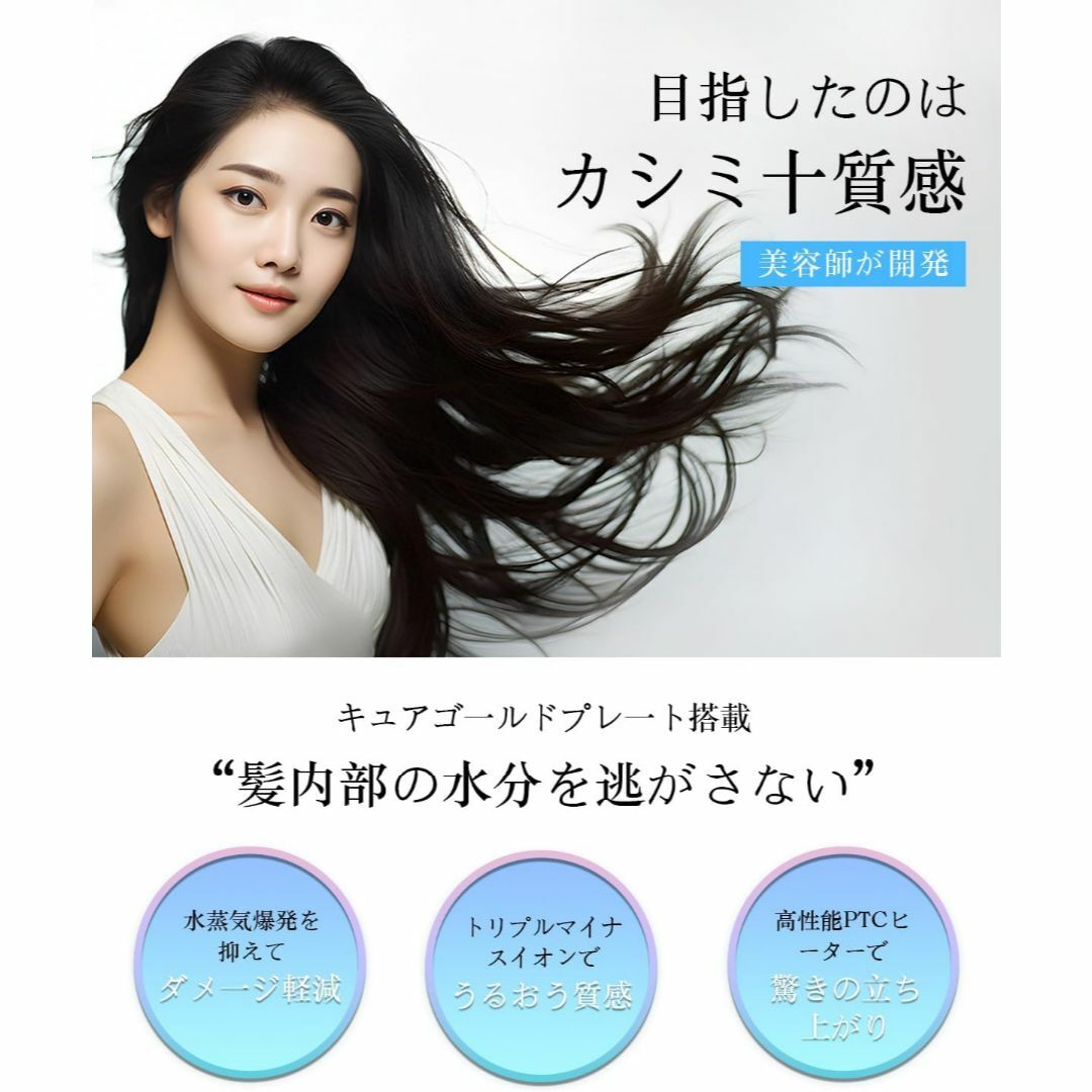 【ブラック】ヘアアイロン ストレート＆カール 布製プレート 28mm ヘアアイロン ストレート＆カール 2way, 布製プレート, 2の通販