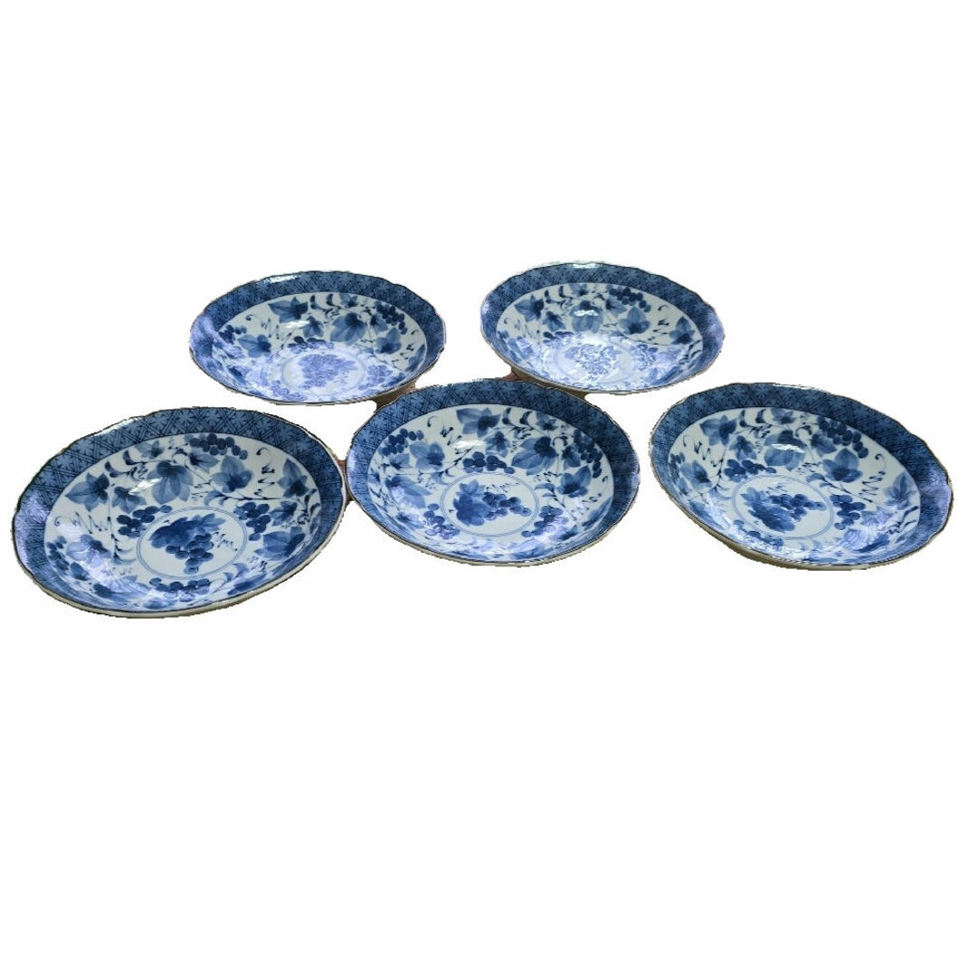 有田焼 聖窯 新品 取り皿 小皿 5枚セット 和食器 青と白の花柄陶器皿 有田焼 - 有田焼 聖窯 新品 取り皿 小皿 5枚セット 和食器 青と