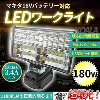 180W LED 投光器 ワークライトマキタバッテリー 18V makita
