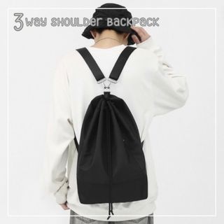 ［新品］3way ショルダー バックパック メンズ 男性 黒 ボディバッグ(バッグパック/リュック)