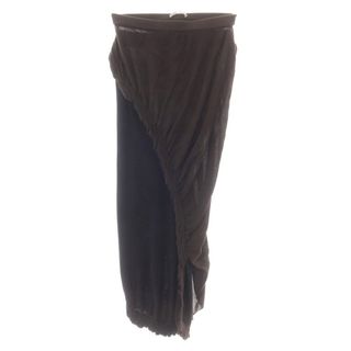 イッセイミヤケ(ISSEY MIYAKE)の【中古】イッセイミヤケ ISSEY MIYAKE 2025年春夏 コットン系 ニット ロングスカート ブラックxダークブラウン【サイズ表記なし（L位）】【レディース】(ロングスカート)