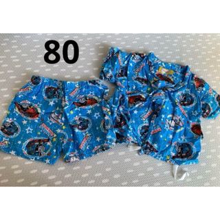 トーマス　甚平　上下　青　半袖　お祭り　夏(甚平/浴衣)