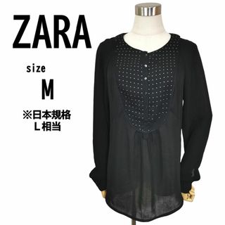 ザラ(ZARA)の【M】ZARA BASIC ザラ レディース 透け感 トップス ブラック(シャツ/ブラウス(長袖/七分))