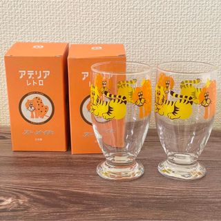 アデリア(ADERIA)の新品未使用 アデリアレトロ 台付きグラス 2個セット ズーメイト コップ 動物(グラス/カップ)