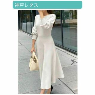 神戸レタス - 美品【神戸レタス】岡部あゆみさんコラボ　フレアニットワンピース　ボードロング