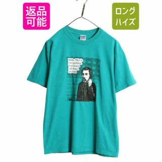 00s ジョーク キャラクター イラスト プリント Tシャツ メンズ M / オールド グラフィック ヘビーウェイト カットソー ターコイズ グリーン