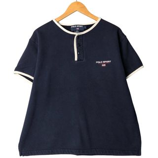 ラルフローレン(Ralph Lauren)の古着 90年代 ラルフローレン Ralph Lauren POLO SPORT ポロスポーツ ヘンリーネック 半袖スウェットシャツ トレーナー メンズL相当 ヴィンテージ /eaa557058(スウェット)