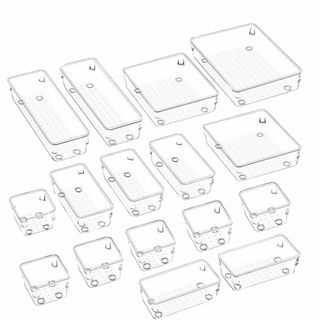 【特価商品】透明デスクオーガナイザー収納ボックス16個セット、小物整理トレー、シ(その他)