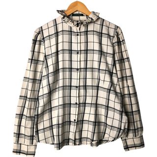 ラルフローレン(Ralph Lauren)の古着 ラルフローレン Ralph Lauren LAUREN ローレン チェック柄 フリルカラー 長袖 フリル ブラウス レディースXL相当 /eaa571348(シャツ/ブラウス(長袖/七分))