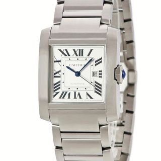 カルティエ(Cartier)のカルティエ タンク フランセーズ LM WSTA0067 シルバー ローマン 角型 青針 ブルースティール 自動巻き メンズ 腕時計(腕時計(アナログ))