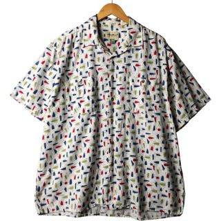 エディーバウアー(Eddie Bauer)の古着 90年代 エディーバウアー Eddie Bauer 総柄 オープンカラー 半袖 リネン×コットン シャツ ボックスシャツ メンズL相当 ヴィンテージ /eaa565834(シャツ)