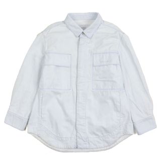 極美品▼OVERCOAT オーバーコート S24T06-FLBL コットン100% 比翼仕立て ロゴ刺繍 カーゴポケット デニムシャツジャケット アイスブルー M 日本製 正規品 メンズ 定価92,400円(Gジャン/デニムジャケット)