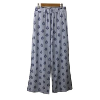 レイカズン ルームウェア パンツ ワイド ロング 総柄 F 水色 紺(その他)