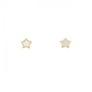 【新品】750YG スター マザーオブパール ピアス(ピアス)