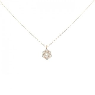 【新品】K10PG フラワー ダイヤモンド ネックレス 0.10CT(ネックレス)