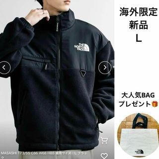 海外限定✨ノースフェイス NEWフリースジャケット 黒 希少Ｌ BAGプレゼント(その他)