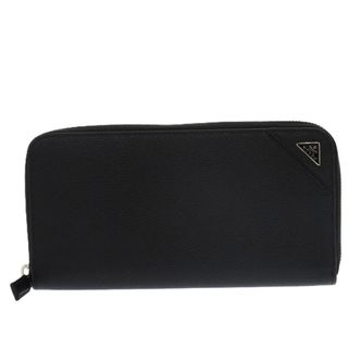 プラダ(PRADA)の新品同様 プラダ ソフトカーフ トライアングル 2ML317 レザー ブラック 0781 黒 長財布【中古】PRADA(財布)