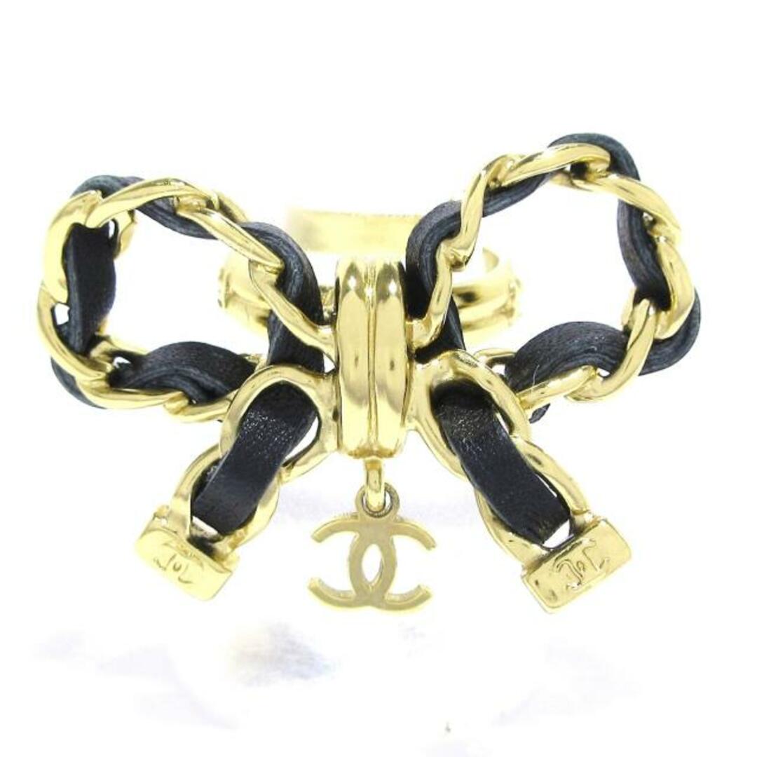 即完売予感 CHANEL リング リボン ココマーク ゴールド ブラック CHANEL - CHANEL(シャネル) リング美品 ココマーク レザー